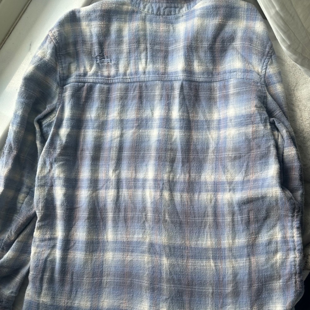 Fall Girl Blue Plaid Lumberjack Flannel Button Up Long Sleeve Shirt - Picture 2 of 6
